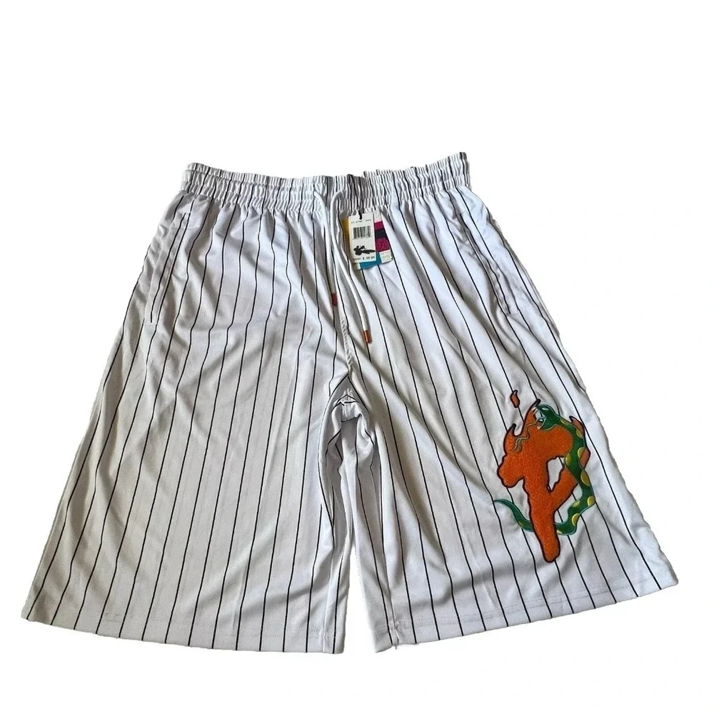 Bleecker & Mercer Baseball Jersey Set Mens XL White Orange Pinstripe Graphic NWT
